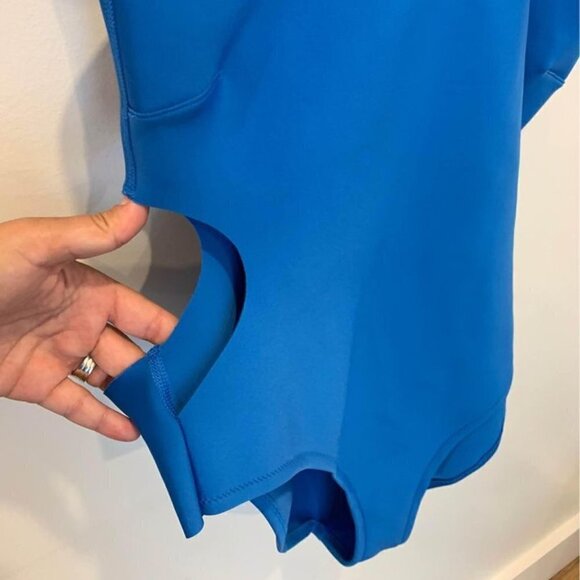 Venus neoprene swimsuit. Size 14. Cobalt blue. Cut out sides. Thick belt. New! - Picture 2 of 9